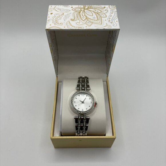 Charter Club Women’s Silver Round Link Watch - Picture 1 of 7